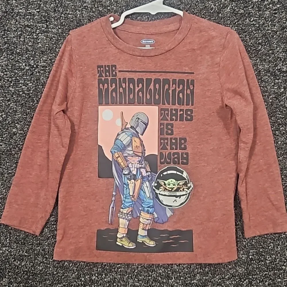 Old Navy Mandalorian Star Wars Kid XS (5) This is The Way Long Sleeve Tee Shirt